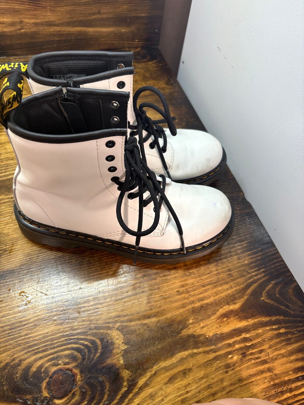 Dr. Martens White Combat Boots Kids Size 3